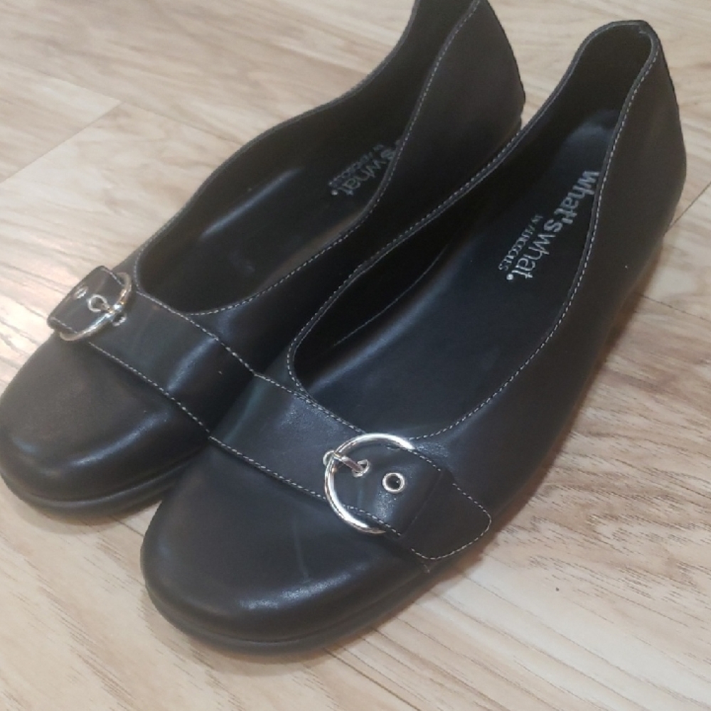 Flats,slip Ons,ballet,black,Womens Shoes,detail Buckle,Aerosoles Great Condition